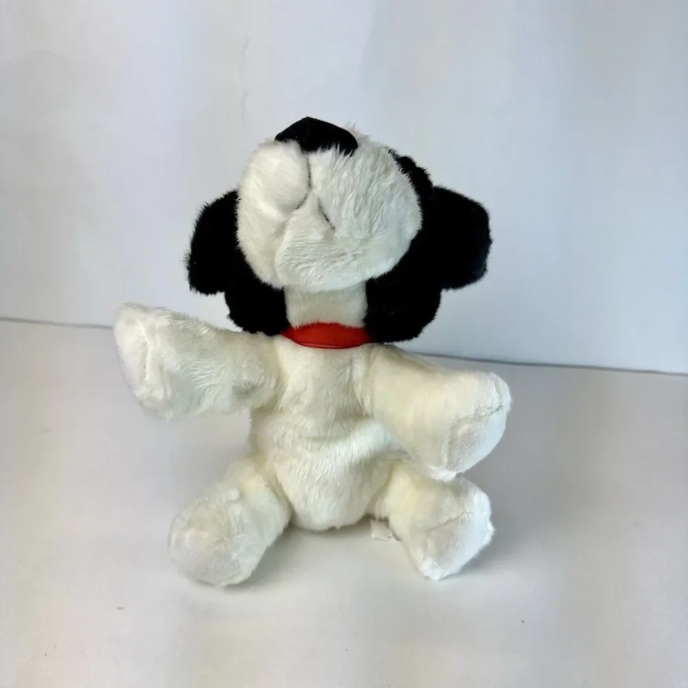 Russ Berrie Marshmallow Dog Plush Stuffed Animal White & Black Soft 9